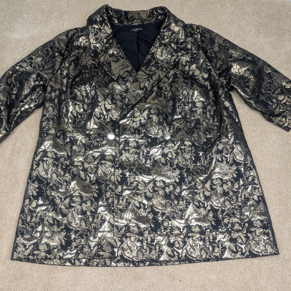 Lane Bryant Brocade Blazer Black and Gold Size 18/20 - Picture 4 of 15